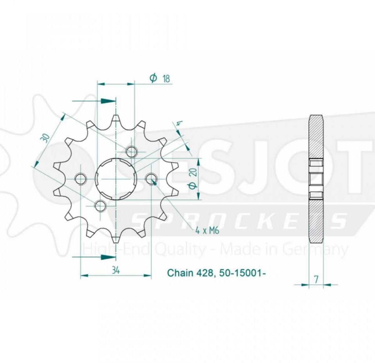 Kit chaîne Regina pour moto Daelim 100 Altino 1999 à 2003 14x40 Pas 428 Alésage 58mm Neuf