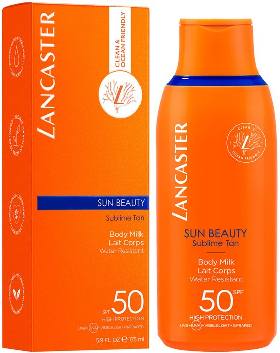 Lancaster Sun Beauty Body Milk Lait Corps Water Resistant SPF 50, 175 ml, Clean & Ocean Friendly.
