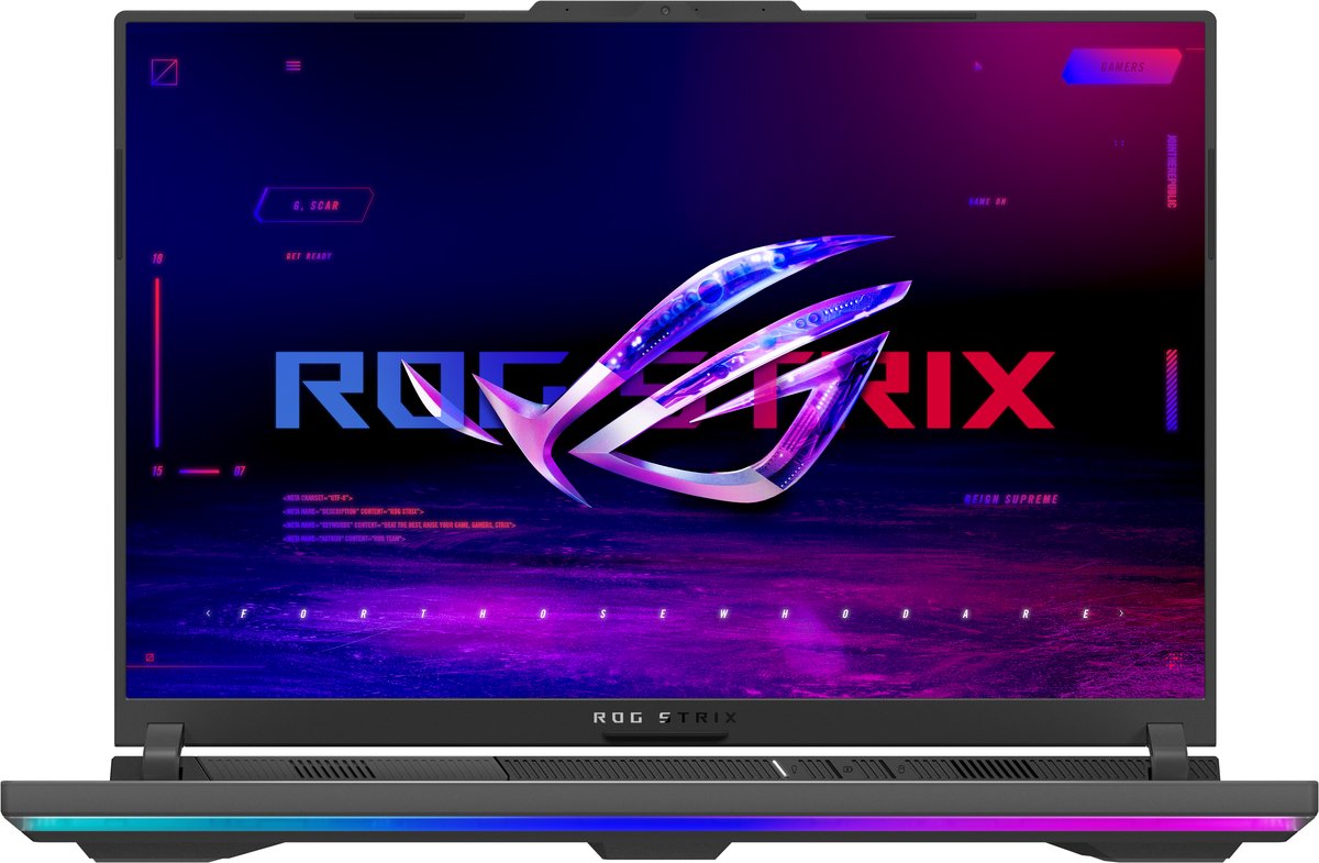 ASUS ROG Strix G16 G614FR-S5252W AMD Ryzen™ 9 9955HX Laptop 40,6 cm (16") WQXGA 16 GB DDR5-SDRAM 1 TB SSD NVIDIA GeForce RTX 5070 Ti Wi-Fi 6E (802.11ax) Windows 11 Home Nederlands Groen, Grijs