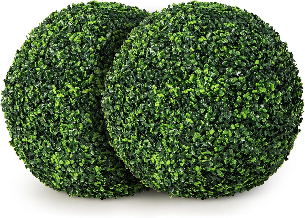 KOMFOTTEU 2 stuks kunstballen, 48 cm, planten in realistische imitatie, decoratieve PE-bollen voor binnen en buiten, ideaal voor veranda, balkon, tuin en bruiloft (groen)