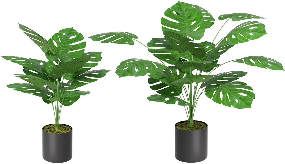 Aufun Kunstplant Monstera 40 cm - Echtgetrouwe met natuurlijk houten stam, decoratie voor woonkamer slaapkamer kantoor