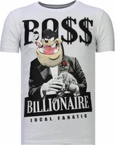 Local Fanatic Billionaire Boss - T-shirt strass - White Billionaire Boss - T-shirt strass - T-shirt homme Bordeaux Taille XL