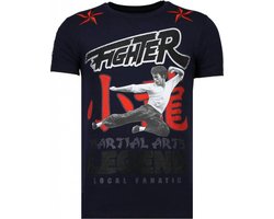 Fighter - Bruce Lee T-shirt Rhinestones - Navy