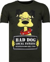 Local Fanatic Bain Dog - T-shirt strass - Kaki Bain Dog - T-shirt strass - T-shirt homme kaki Taille XXL