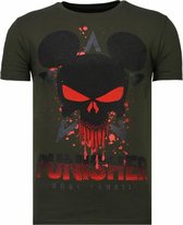Punisher Mickey - Rhinestone T-shirt - Khaki