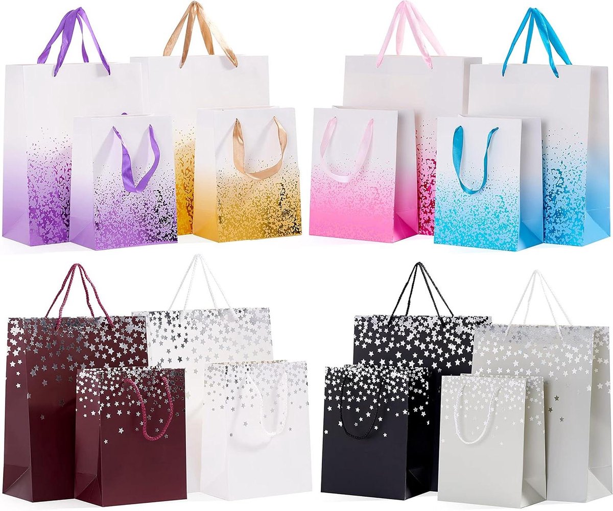 Geschenkzakjes in 2 maten - set van 16 stuks - 8 kleuren - voor Kerstmis, Valentijnsdag, bruiloften, verjaardagen
