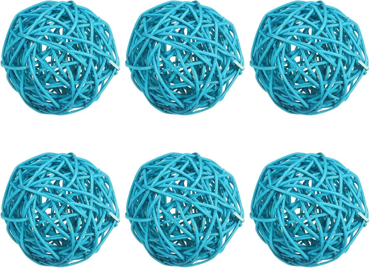 7.5cm Wicker Rattan Balls - 6 Pcs Decoratieve Ballen voor Centerpiece Bowls - Bruiloft Party Thuisdecoratie DIY Craft - Blauw
