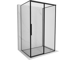 Mexen Rox-3S douchecabine 3-zijdig uitschuifbaar rechts 115 x 75 , zwarte omlijsting, zwart - 8C2-115-075-70-70-3S-P