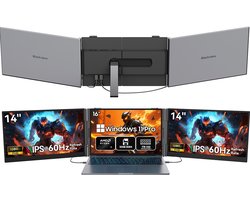 Blackview GamiBook8 Gaming Laptop (AMD Ryzen7 7735HS/32G/1TB) + DCM6 14″ Dubbele Draagbare Monitor Set, Efficiënt Multitask Accessoires (Laptop Tas/Muis/Toetsenbordstickers, Grijs)