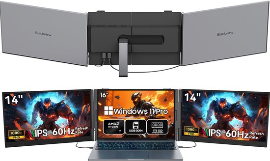 Blackview GamiBook8 Gaming Laptop (AMD Ryzen7 7735HS/32G/1TB) + DCM6 14" Dubbele Draagbare Monitor Set, Efficiënt Multitask Accessoires (Laptop Tas/Muis/Toetsenbordstickers, Grijs) - Blackview - Hoofdafbeelding