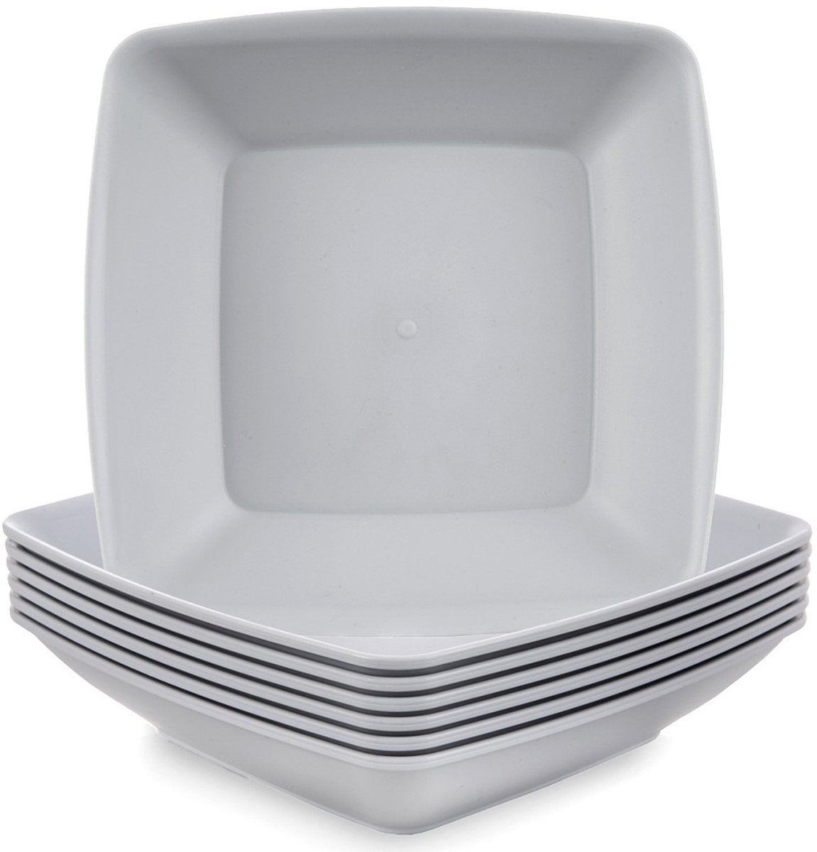 Diep Borden Plastic Grijs 17,5 cm, 500 ml 6 stuks - Set - Soepbord - Diepe Borden - Pastabord