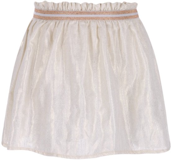 Off-white rok met glinsterende streepjes en een gedetailleerde tailleband.