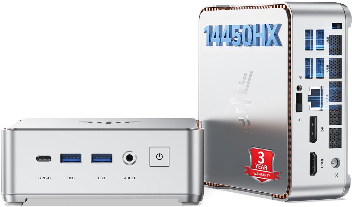 NIPOGI H2 Mini Gaming PC - Intel Core i5-14450HX Mini Computers (10C/16T, 4.8GHz) - 32GB DDR4 RAM - 1TB SSD - Type-C - WiFi6 - BT5.2 - Windows 11 Pro