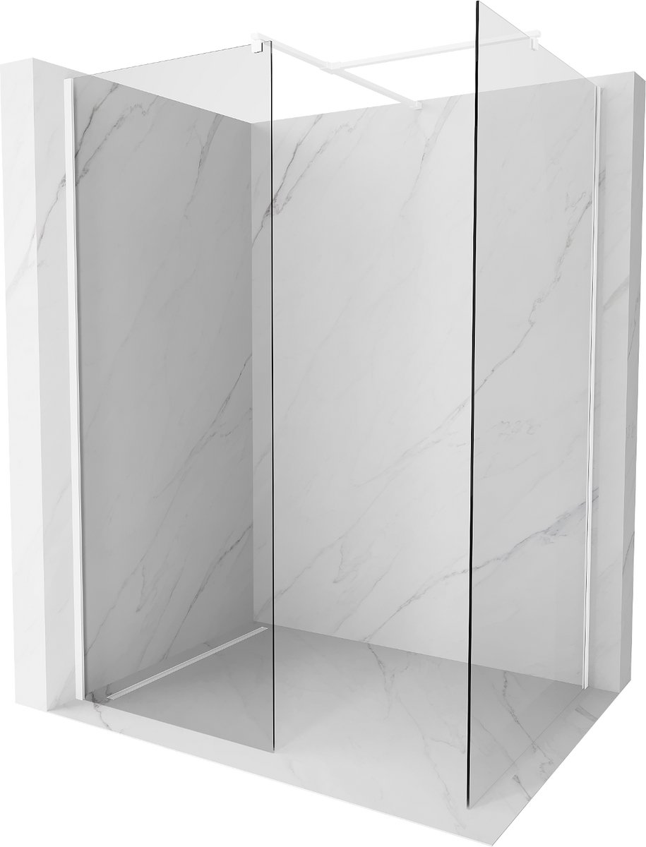 Mexen Kioto douchewand Walk-in 135 x 70 , transparant, wit - 800-135-202-20-00-070