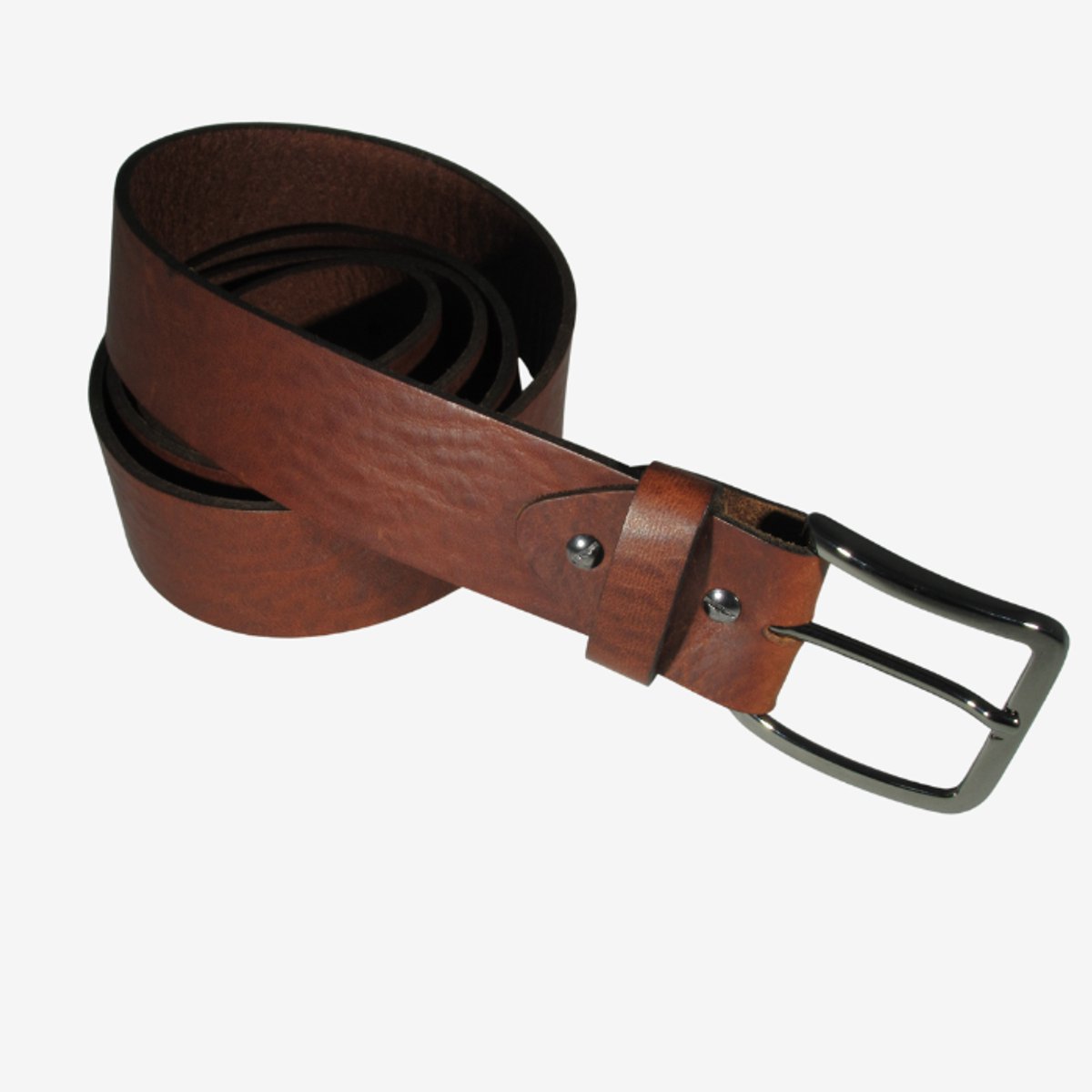 Soft Classic - Handgemaakte heren riem - Italiaans leer - Bruin - Italiaanse gesp Nikkel Satin - Hoogte 3.8 cm - Maat 105