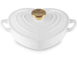 Le Creuset Gietijzeren Campagnard Hart met Hartjesknop 20 cm Wit