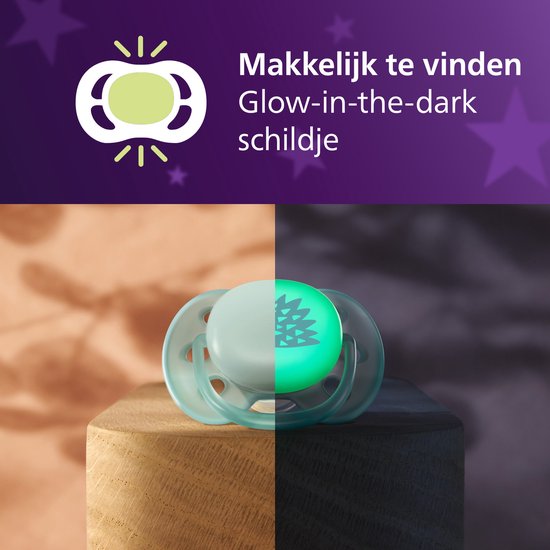Philips Avent Ultra Soft Nighttime - 0 tot 6 maanden - Glow-in-the-dark fopspeen - 4pack -SCF094/09 van Merkloos — afbeelding 3