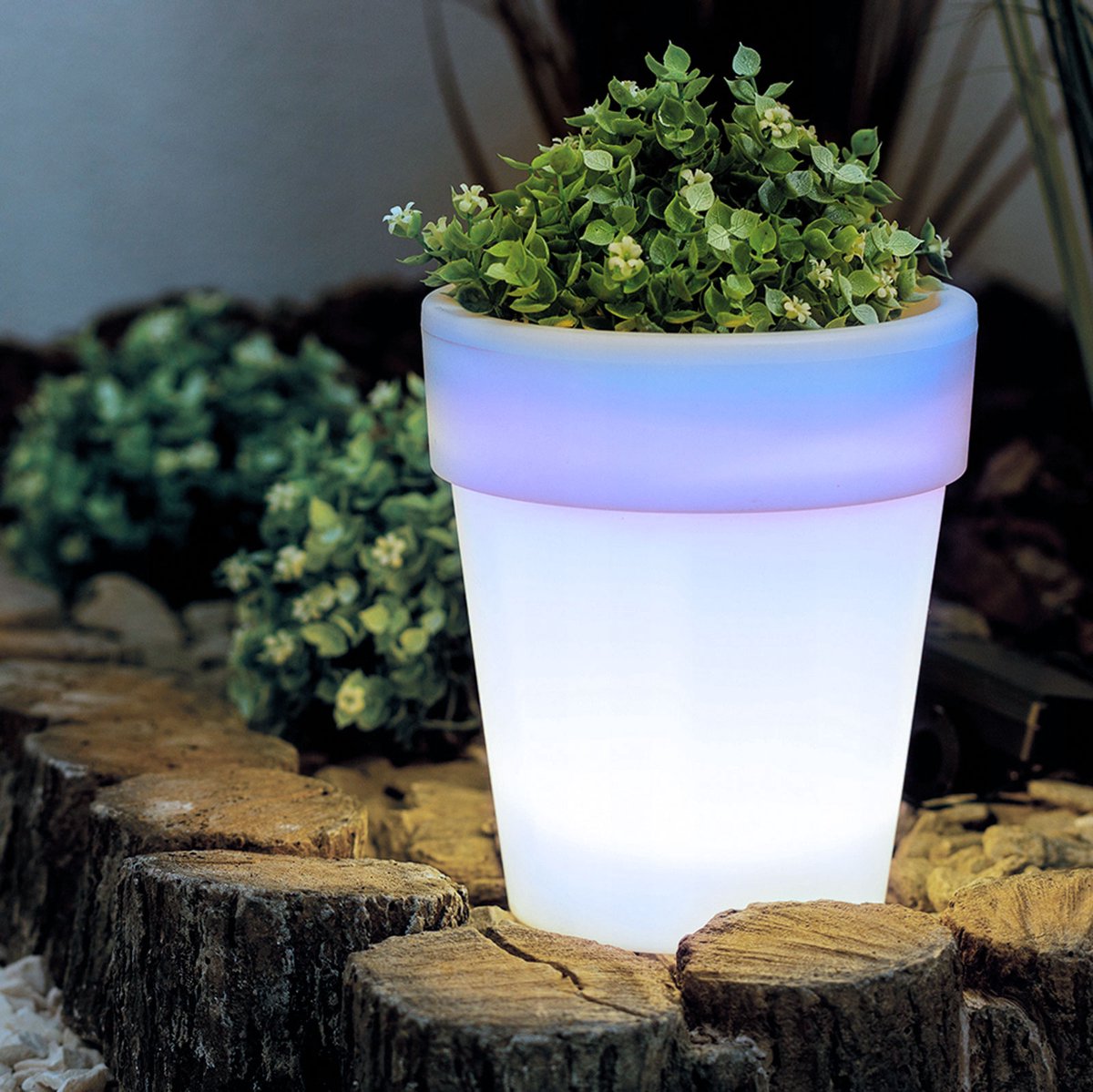 Solar Bloempot Met LED Verlichting – 4x Koel Wit LED – Ø16,5 X 19 Cm – Automatisch Aan Bij Schemer – Op Zonne-Energie – Voor Tuin, Balkon En Terras [11739]