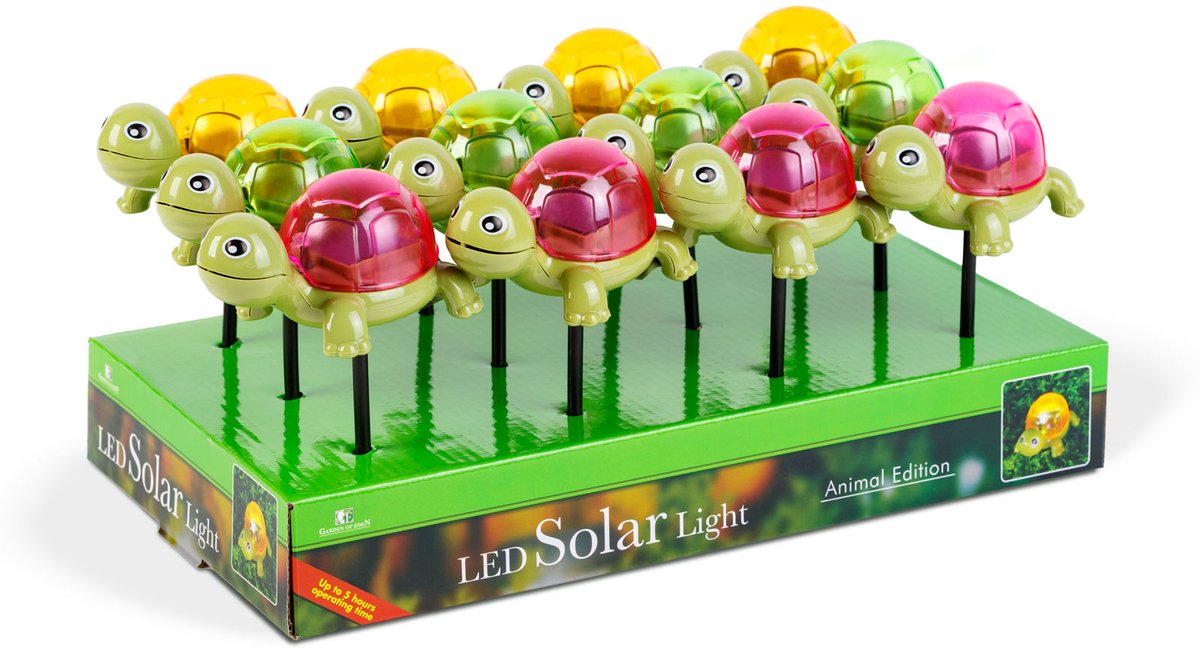 Solar Tuinlamp Schildpad Met Grondpin – LED Tuinverlichting Op Zonne-Energie – Witte LED – Automatisch Aan Bij Schemer – Decoratieve Tuinlamp Voor Tuin, Border Of Terras – 15 Cm [11751B]