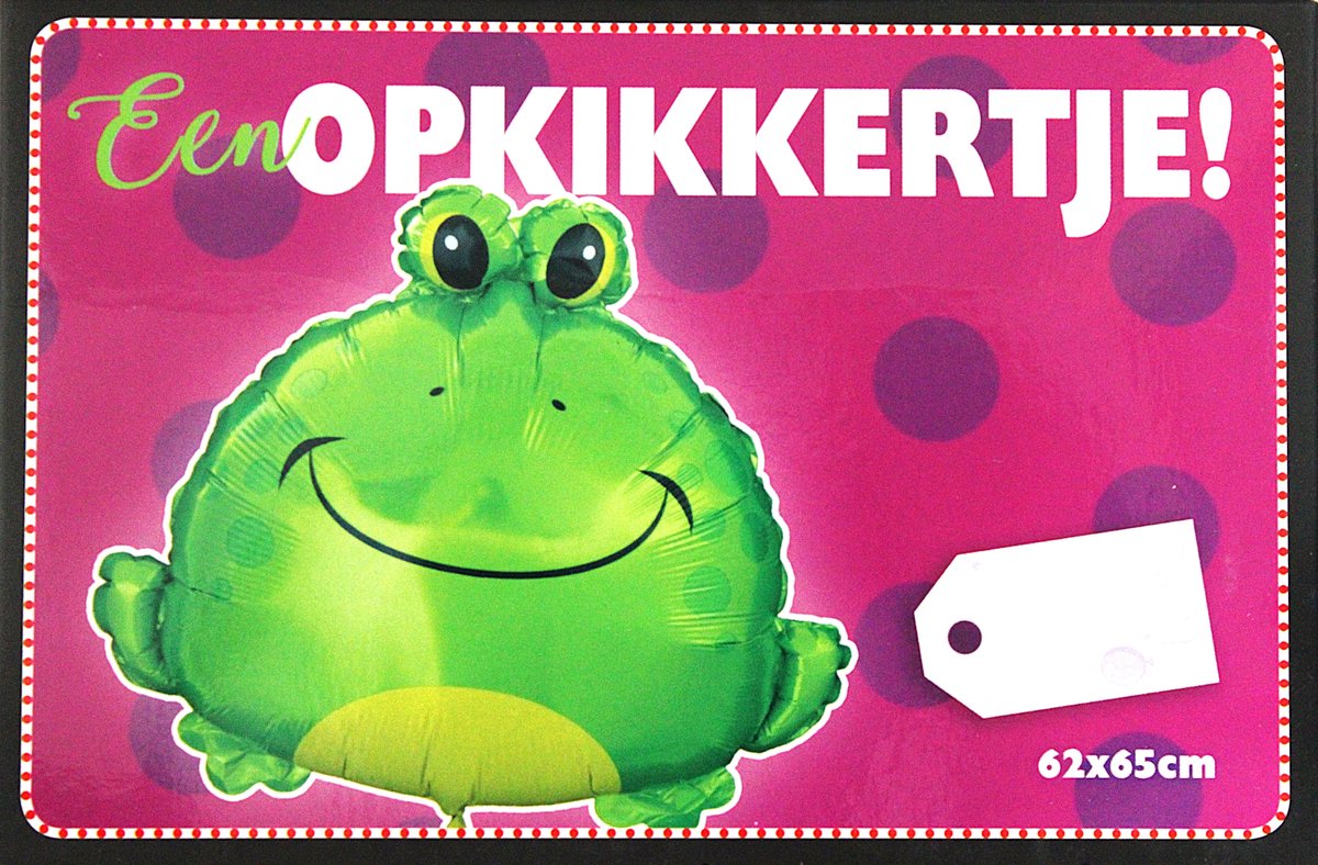 Folieballon Opkikker Kikker - Folie Ballon - Een Opkikkertje - 62X65cm - Met Kadolabel