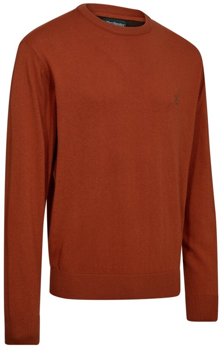 Deerhunter Harrington O-neck Knit Outdoor O-neck Knit Scandinavische O-neck Knit Oak Rust Melange Oranje