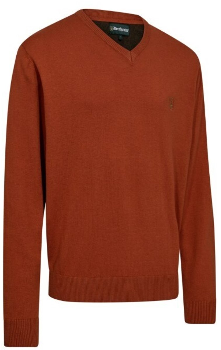 Deerhunter Harrington V-hals Knit Outdoor V-hals Knit Scandinavische V-hals Knit Oak Rust Melange 2XL Groen