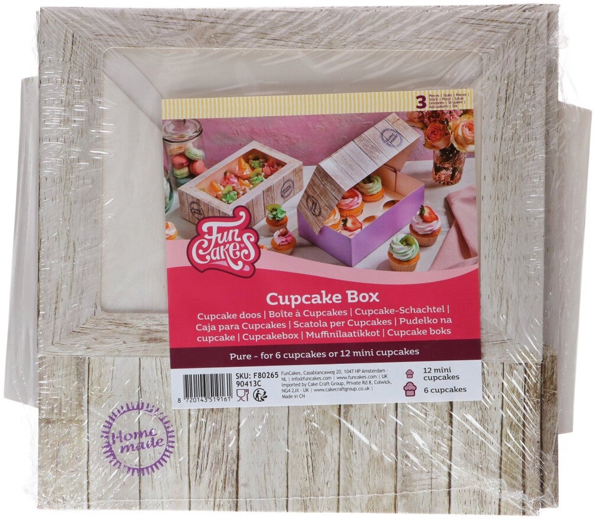 FunCakes Cupcake Doos voor 6 Cupcakes of Muffins - Pure - 3 Stuks - Cupcake Bewaardoos