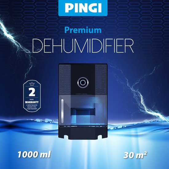 Pingi Vida 2 Elektrische Luchtontvochtiger - Automatisch moduleren - Vocht verwijderen met één druk op de knop - 1L tank