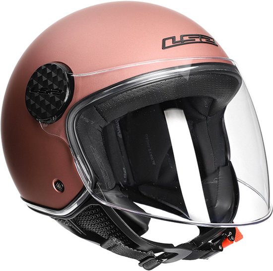 Rosé goudkleurige LS2 Sphere Lux jethelm met helder vizier.