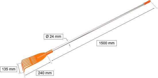 KOTARBAU® Bladhark, Tuinhark van Kunststof, 7 Tanden, Oranje- met Aluminium Steel, Gazonhark, Waaierbezem, Lichtgewicht Hark, Stevige Hark, van Merkloos	 — afbeelding 2