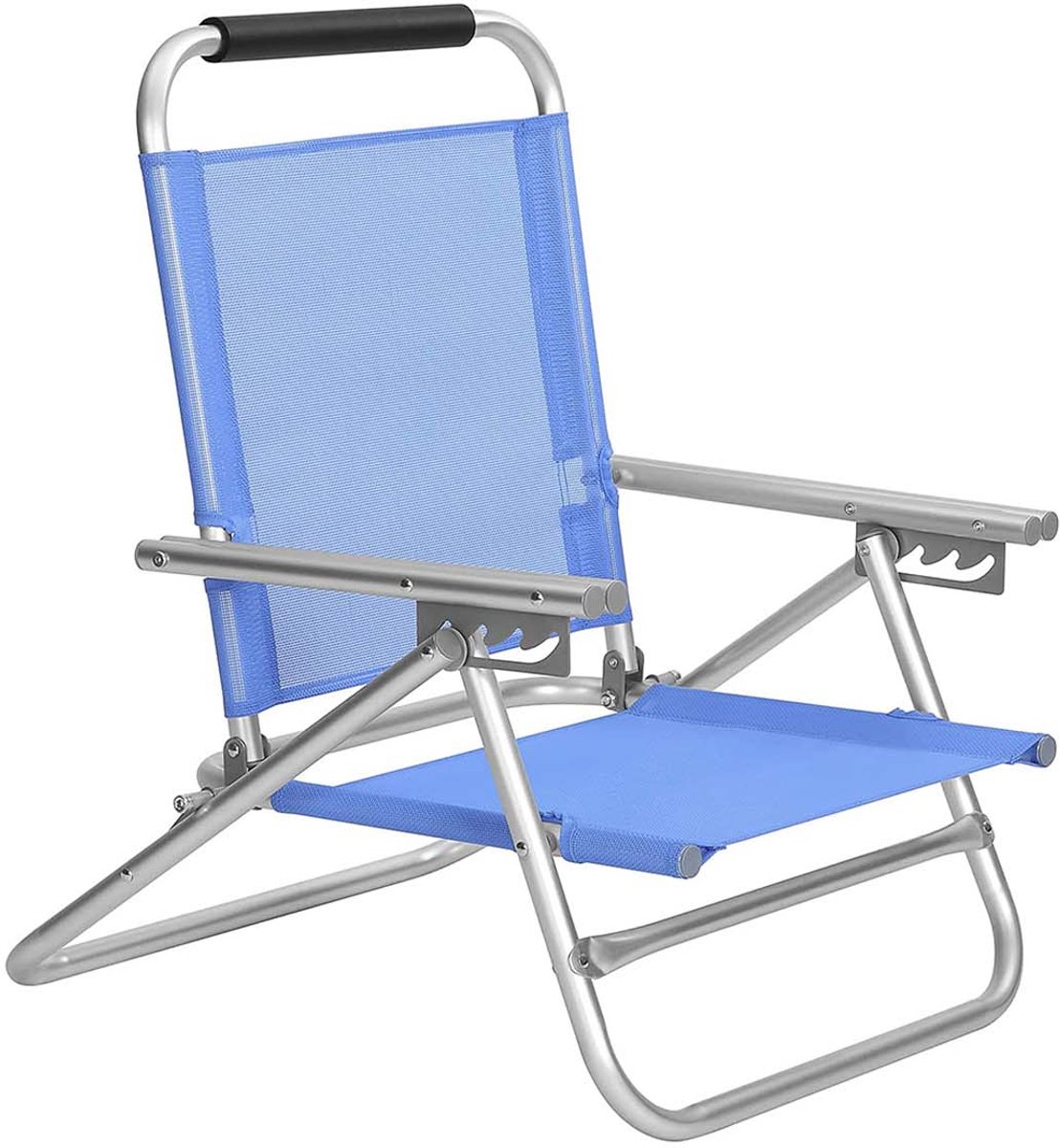 Vouwbare outdoor stoel 2-delig strandstoel 57x59x71 cm blauw ademende stof duurzaam stevig en licht aluminiumframe ademend en comfortabel met armleuningen vier standen verstelbare rugleuning outdoor kamperen picknick geschikt