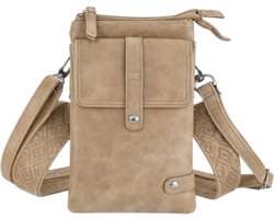 THL Design - Dames schoudertas - Klein tasje - telefoontasje - 2 banden - Tas Khaki