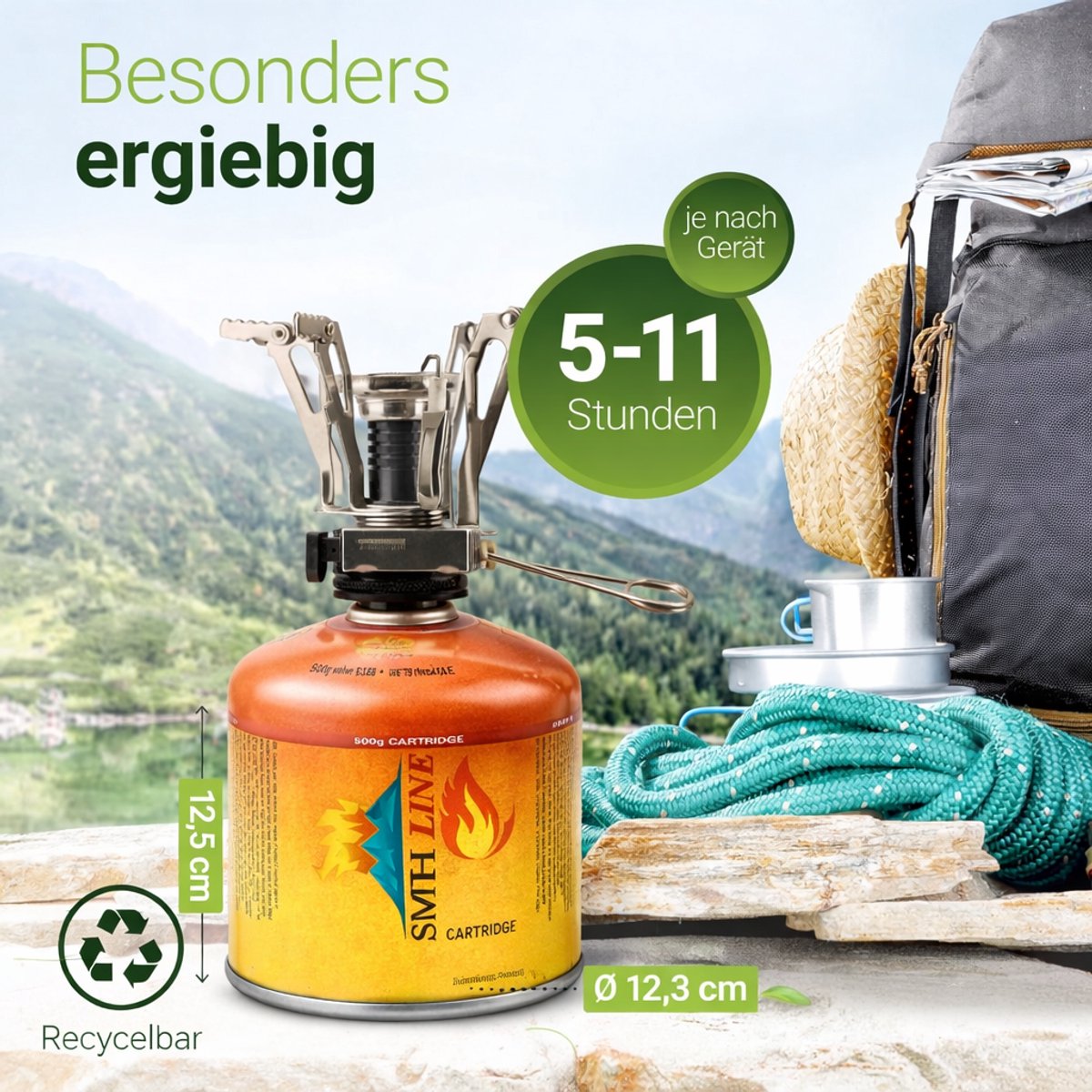 Réchaud Chalumeau Gaz SMH LINE Cartouches Gaz Butane 190g - Lot De 36