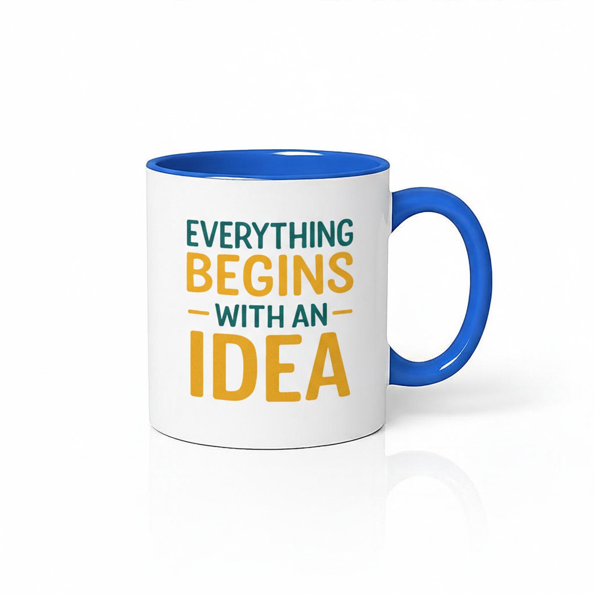 Inspirerende Mok: "Everything Begins with an Idea" - Blauwe Accenten