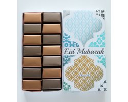 Eid Cadeau - Bonbon Chocoladecadeau - Melk en Puur Chocolade Praline - Brievenbuspakket Ramadan gift - Luxe Chocola kado - Noten en Koffie Bonbon
