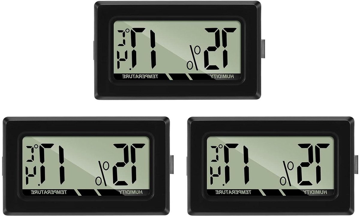 Digitale Thermometer en Hygrometer Set met LCD-scherm - Voor Binnenklimaat - 3 stuks