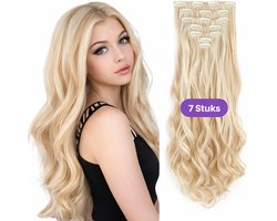 SassyGoods Haar Extensions Clip In - Hairextensions - Haarstuk - Nephaar - Nep Haar - Professionele Haarverlenging - Blond Golvend