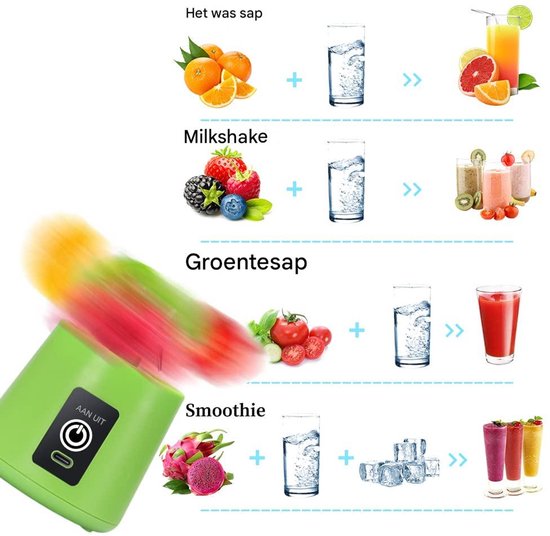 Ynkkvre - Mini-Mixer - Smoothie Maker - Draagbaar Met 6 Klingen En USB-Oplaadbare Batterij - 1 Stuk - Voor Thuis En Onderweg Groente van Ynkkvre — afbeelding 3