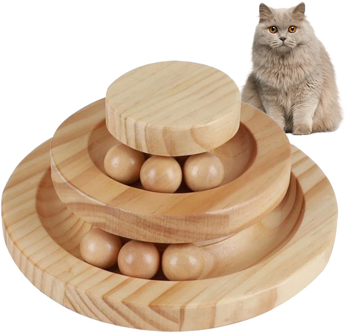 Speeltoren- Kattenspeelgoed - Hout - Bruin - 20.5x20.5x8cm