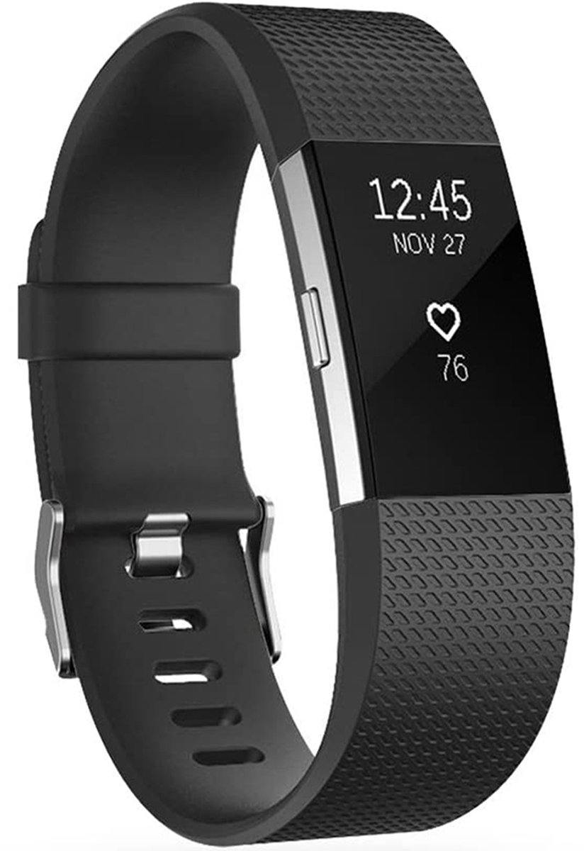 Siliconen bandje - Geschikt voor Fitbit Charge 2 - Zwart