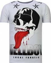 Hellboy - Rhinestone T-shirt - Wit