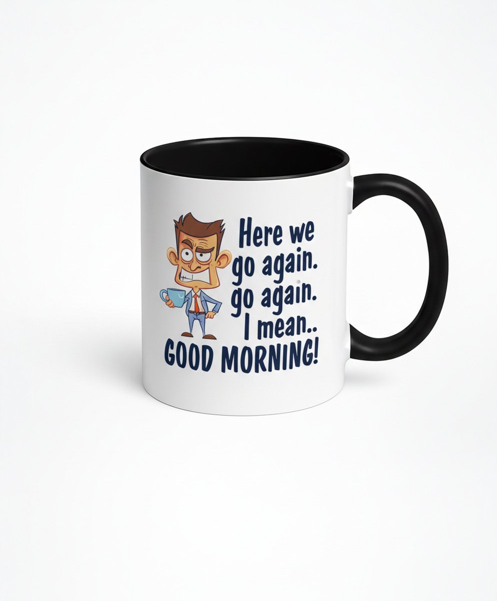 Here we go again" Koffiemok - Unieke Cartoon Design Mok 330ml