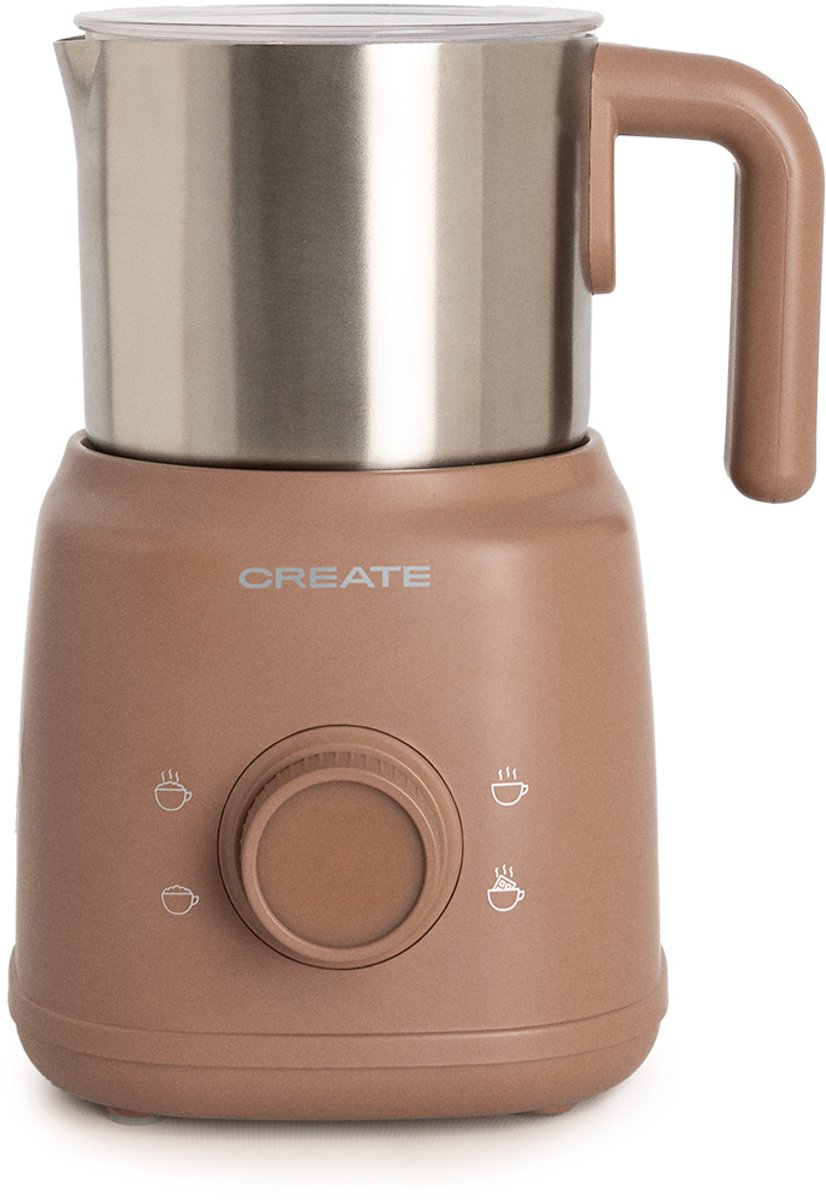 CREATE - Melkopschuimer en verwarmer met afneembare kan - Mokka - MILK FROTHER RETRO