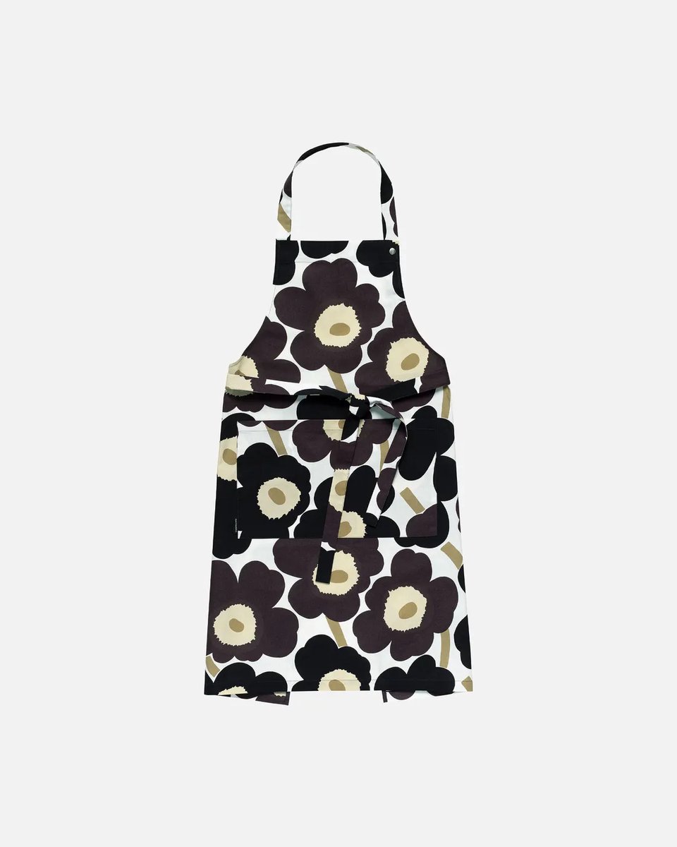 Marimekko - Pieni Unikko Apron - Zwart/beige/wit