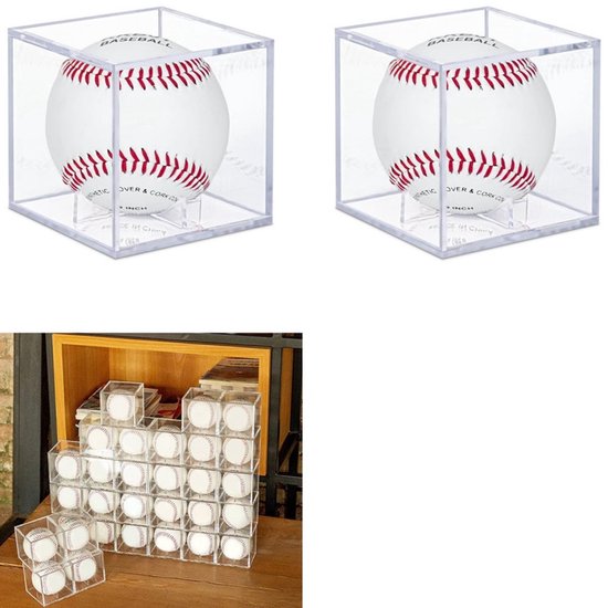 Foto: 2 stuks honkbal displaybox acryl displaybox stofdichte opbergbox gesigneerde honkbal displaybox honkbal memorabilia displaybox stofdicht stapelbaar transparant 8 8 8cm honkbal niet inbegrepen