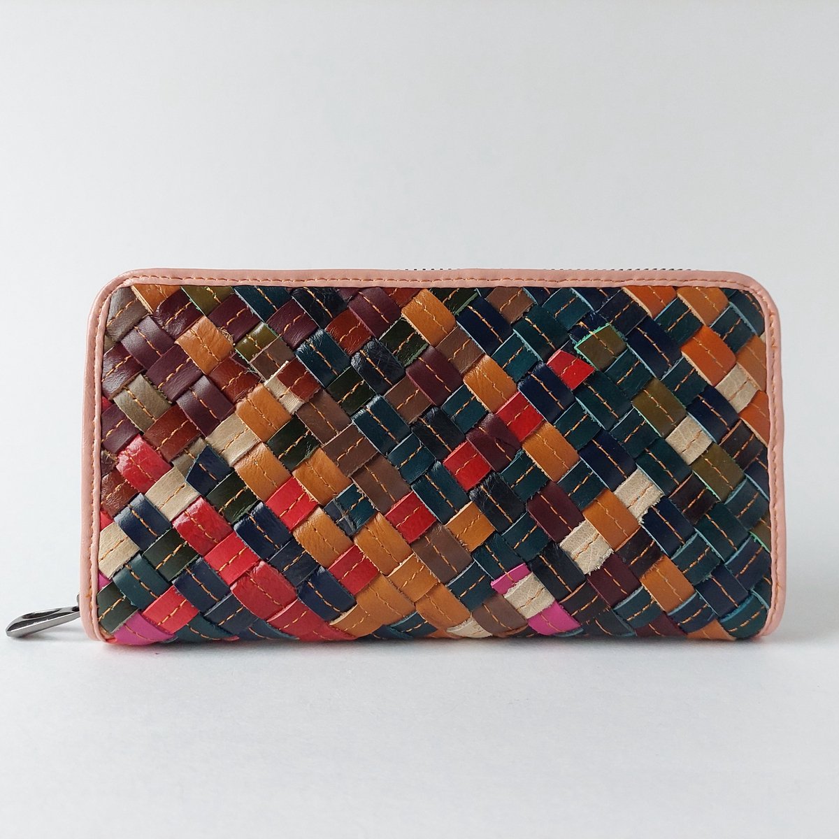 portemonnee dames van gerecycled leer – gevlochten - extra ruim & uniek – made in italy