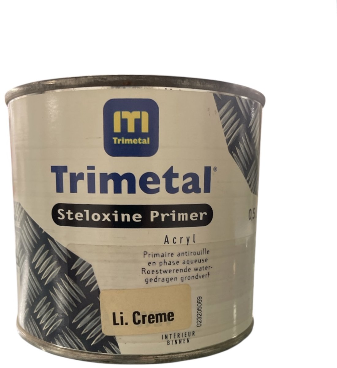 Trimetal Steloxine Primer Acryl - Watergedragen roestwerende zinkfosfaat primer metaal - 0.50 L licht Creme
