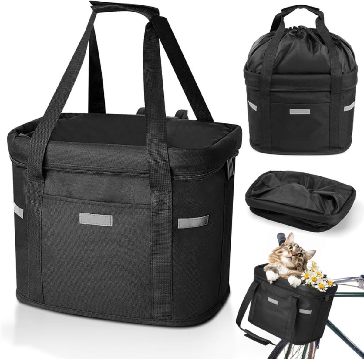 RONN® Hondenfietsmand - Fietstas Hond - Hondenfietsmand Afneembaar - Zwart - 34cm x 24cm x 28cm