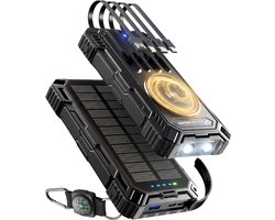 Golden Sound Solar Powerbank 20.000 mAh - Draadloos opladen - Accu voor in het noodpakket - Snellader 22,5W - Powerbanks - Powerbank zonneenergie - 1x USB-A, 1x USB-C en 1x Micro-usb - Universele Powerbank