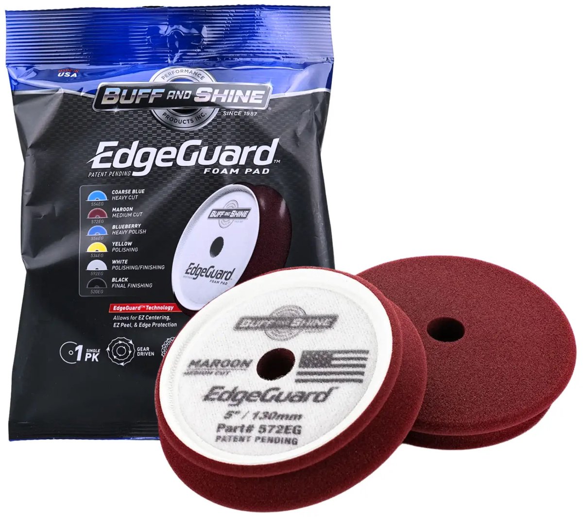 Buff & Shine Edgeguard Foam Pad 130mm Maroon Medium Cut